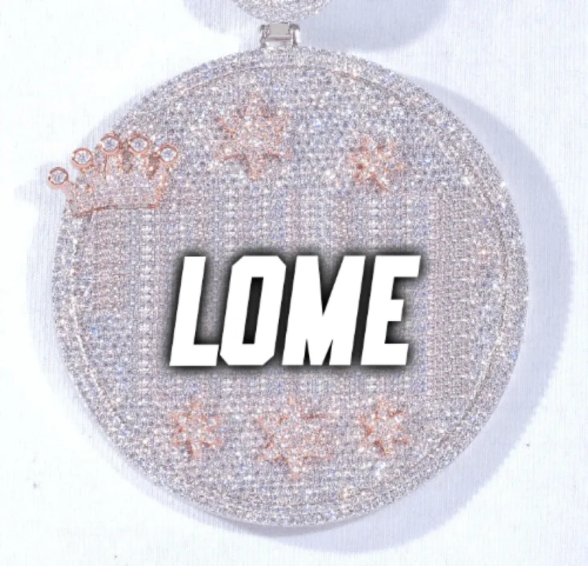 CUSTOM LETTER NECKLACE 3D BIG CROWN DISC sold by The GUU Shop