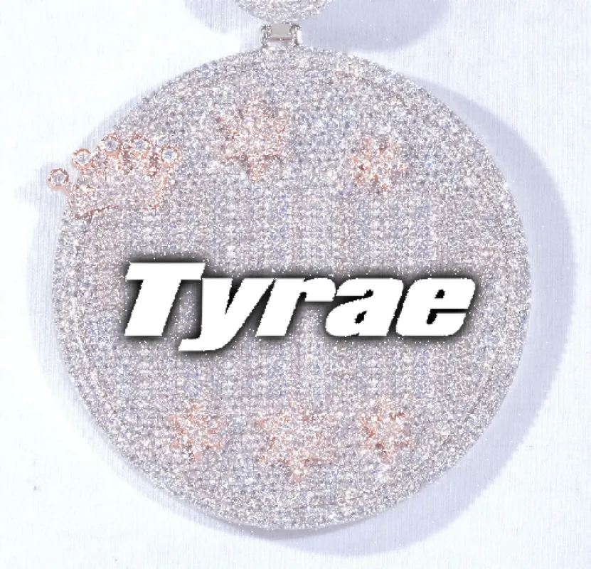 CUSTOM LETTER NECKLACE 3D BIG CROWN DISC sold by The GUU Shop