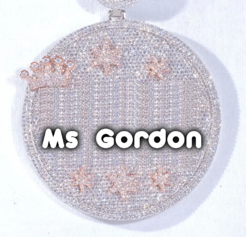 CUSTOM LETTER NECKLACE 3D BIG CROWN DISC sold by The GUU Shop