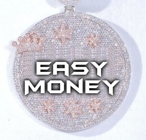 CUSTOM LETTER NECKLACE 3D BIG CROWN DISC sold by The GUU Shop