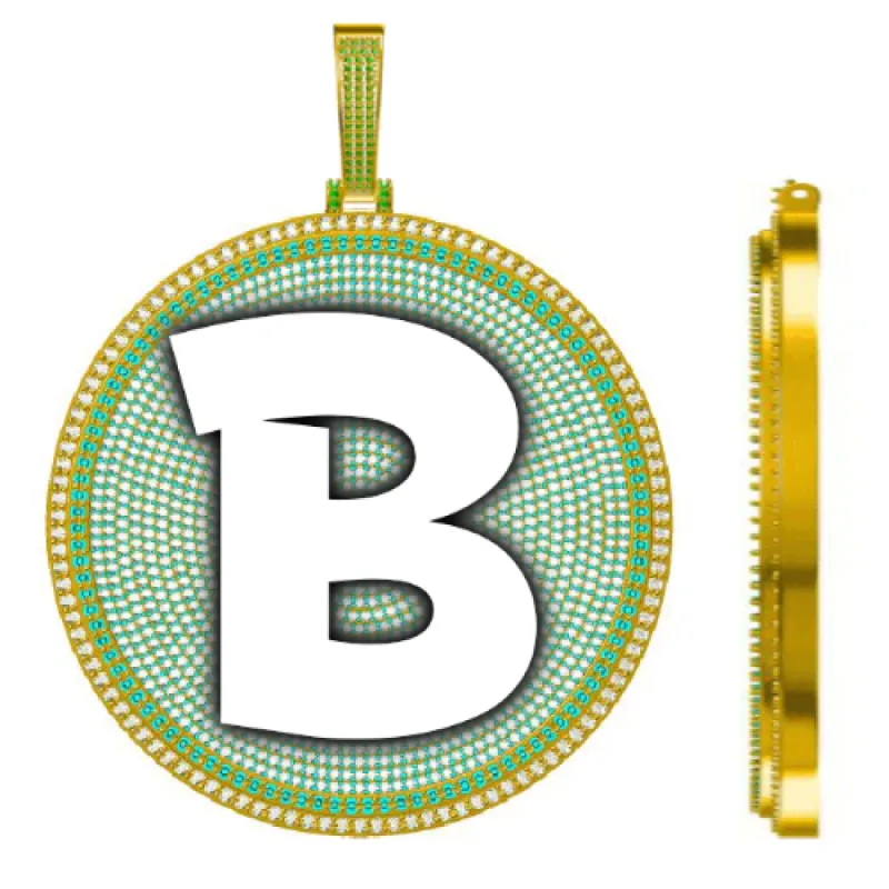 CUSTOM LETTER NECKLACE 3D BIG DISC sold by The GUU Shop