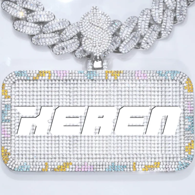 CUSTOM LETTER NECKLACE 3D COLORFUL SQUARE sold by The GUU Shop