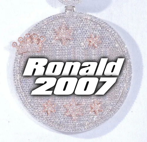 CUSTOM LETTER NECKLACE 3D BIG CROWN DISC sold by The GUU Shop