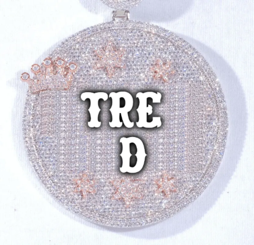 CUSTOM LETTER NECKLACE 3D BIG CROWN DISC sold by The GUU Shop