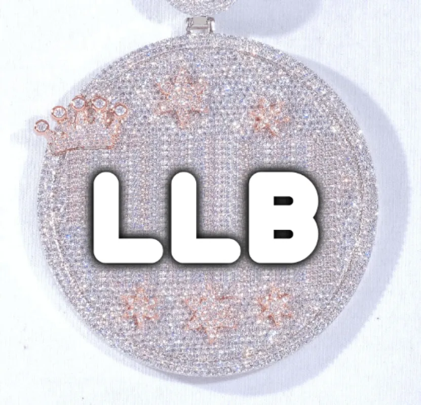 CUSTOM LETTER NECKLACE 3D BIG CROWN DISC sold by The GUU Shop