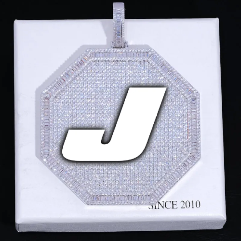 CUSTOM LETTER NECKLACE 3D BIG OCTAGON sold by The GUU Shop