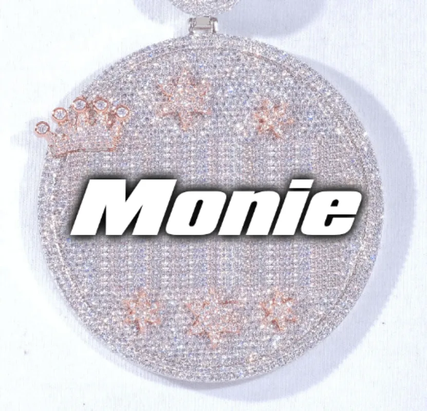 CUSTOM LETTER NECKLACE 3D BIG CROWN DISC sold by The GUU Shop