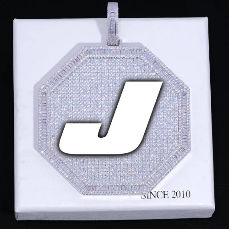 CUSTOM LETTER NECKLACE 3D BIG OCTAGON sold by The GUU Shop