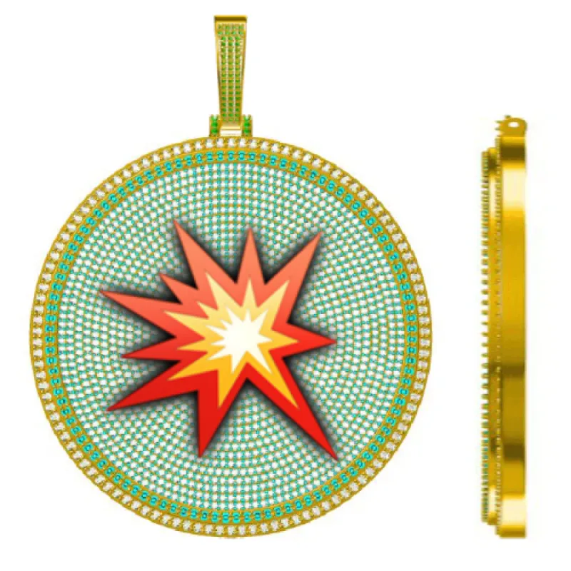 CUSTOM LETTER NECKLACE 3D BIG DISC sold by The GUU Shop