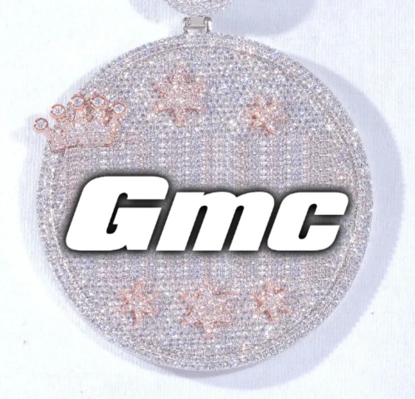 CUSTOM LETTER NECKLACE 3D BIG CROWN DISC sold by The GUU Shop