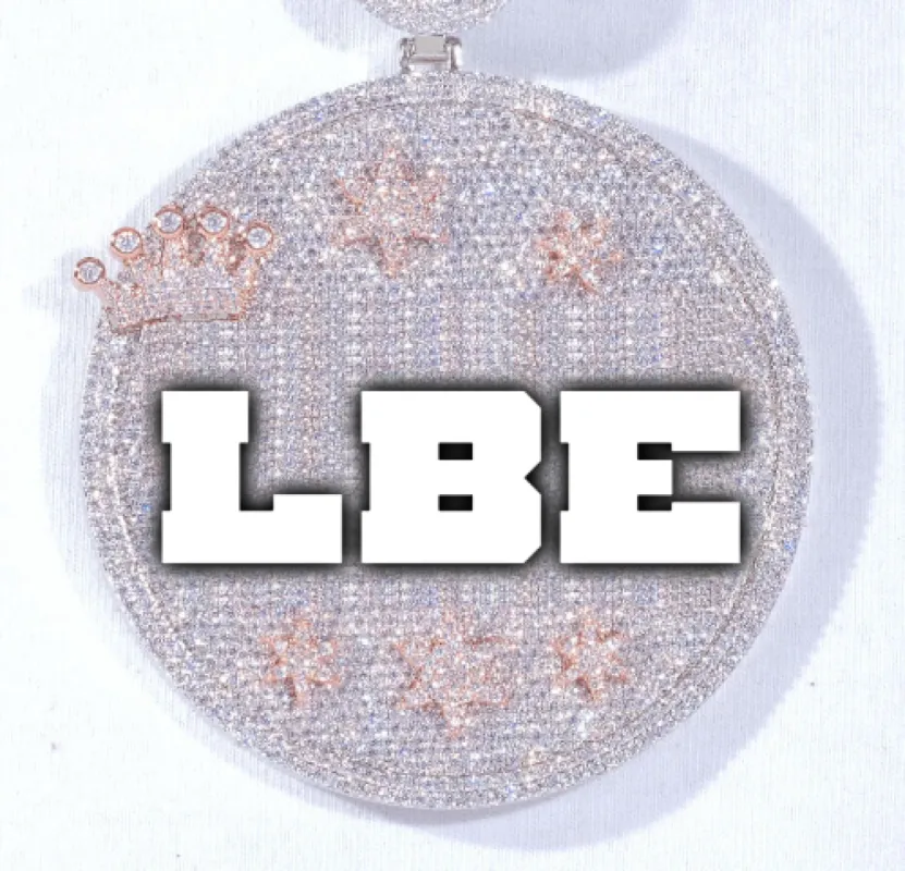 CUSTOM LETTER NECKLACE 3D BIG CROWN DISC sold by The GUU Shop