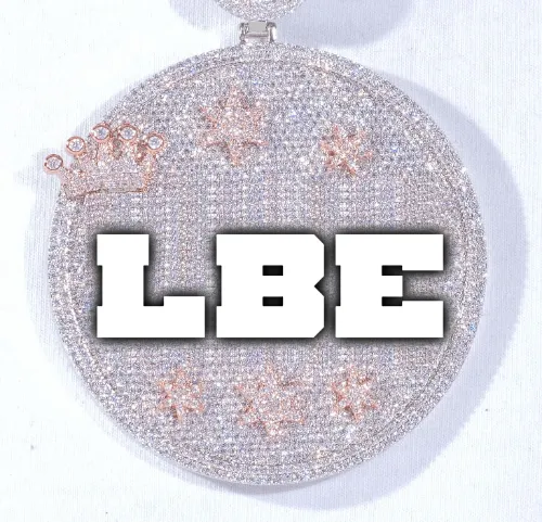 CUSTOM LETTER NECKLACE 3D BIG CROWN DISC sold by The GUU Shop