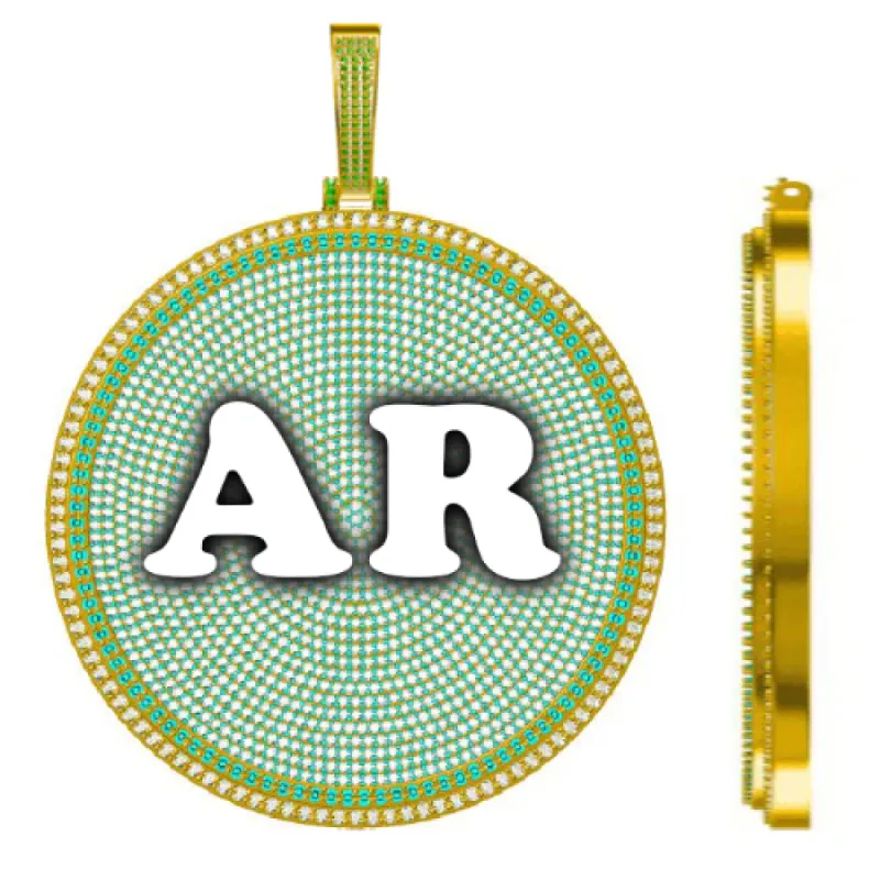 CUSTOM LETTER NECKLACE 3D BIG DISC sold by The GUU Shop