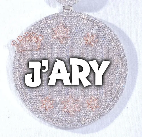 CUSTOM LETTER NECKLACE 3D BIG CROWN DISC sold by The GUU Shop