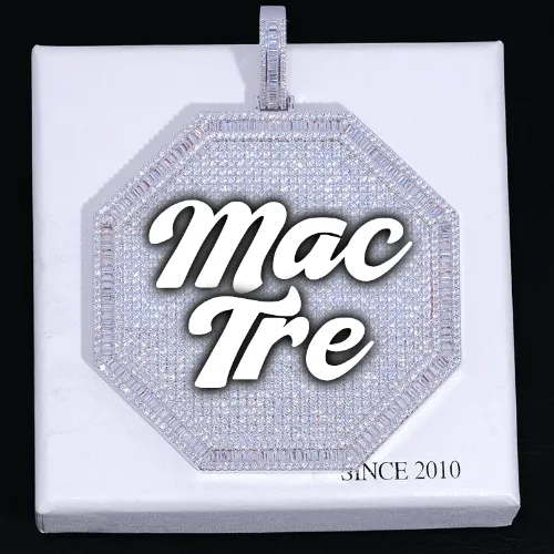 CUSTOM LETTER NECKLACE 3D BIG OCTAGON sold by The GUU Shop