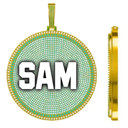 CUSTOM LETTER NECKLACE 3D BIG DISC sold by The GUU Shop