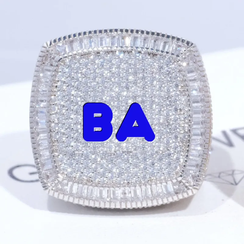 CUSTOM LETTER 3D ICED RING sold by The GUU Shop