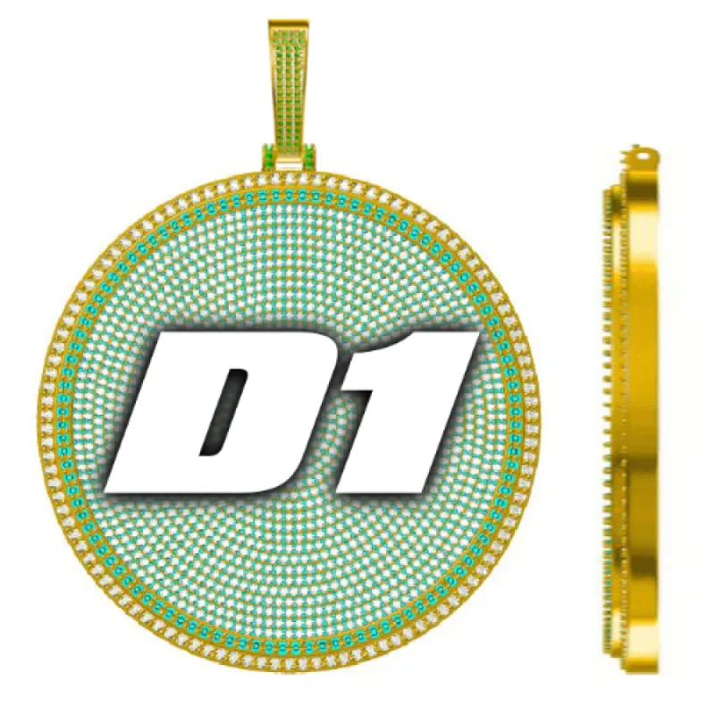 CUSTOM LETTER NECKLACE 3D BIG DISC sold by The GUU Shop