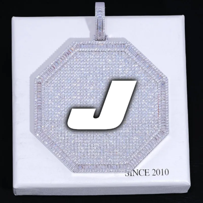CUSTOM LETTER NECKLACE 3D BIG OCTAGON sold by The GUU Shop