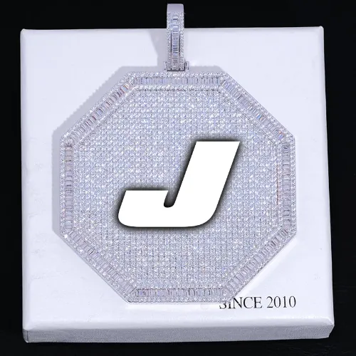 CUSTOM LETTER NECKLACE 3D BIG OCTAGON sold by The GUU Shop