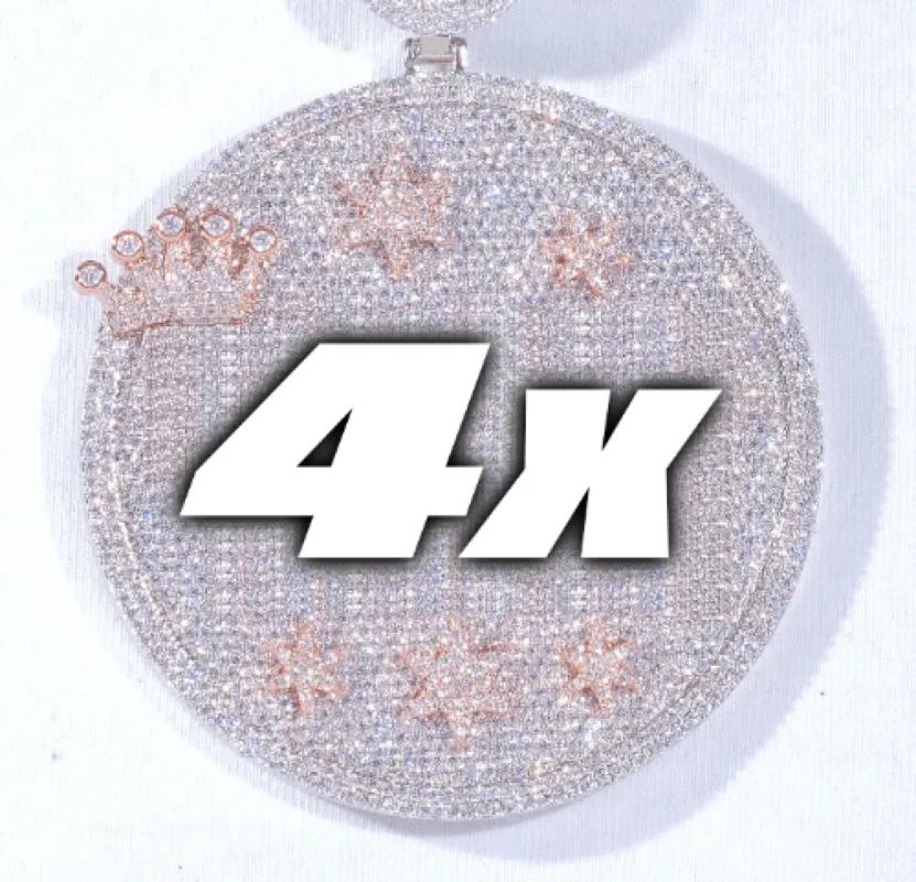 CUSTOM LETTER NECKLACE 3D BIG CROWN DISC sold by The GUU Shop