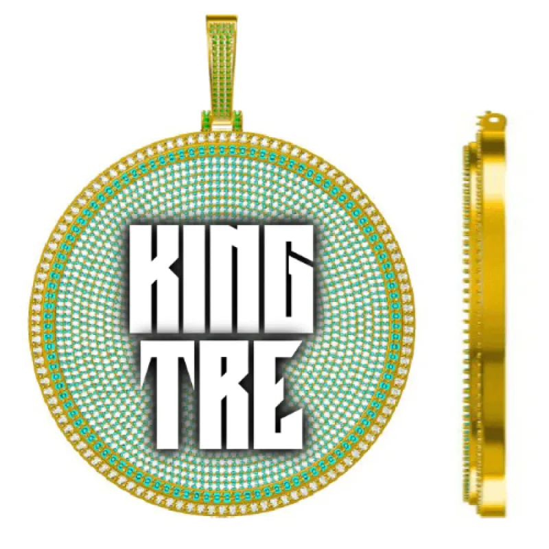 CUSTOM LETTER NECKLACE 3D BIG DISC sold by The GUU Shop