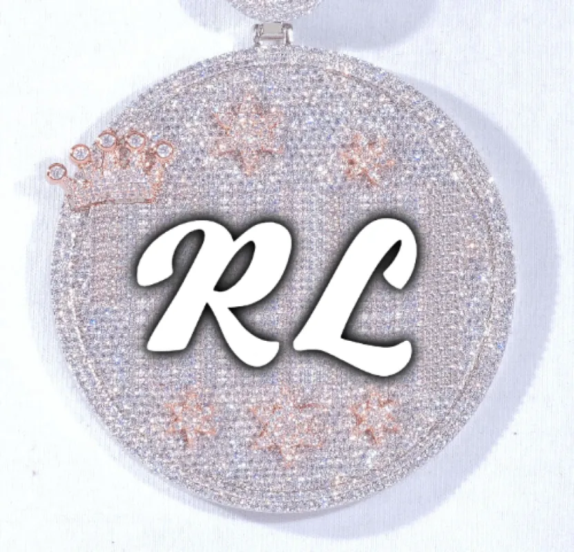 CUSTOM LETTER NECKLACE 3D BIG CROWN DISC sold by The GUU Shop