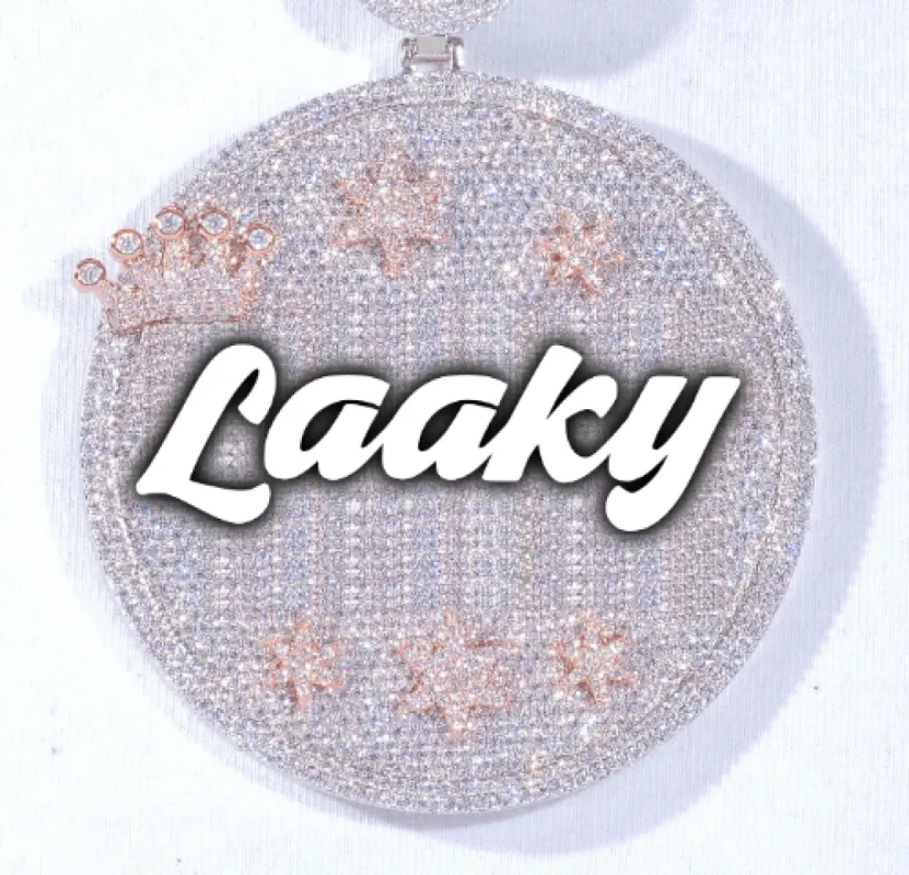 CUSTOM LETTER NECKLACE 3D BIG CROWN DISC sold by The GUU Shop