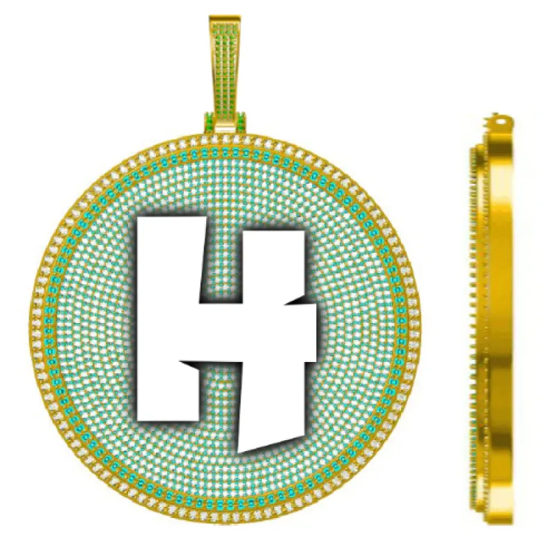 CUSTOM LETTER NECKLACE 3D BIG DISC sold by The GUU Shop