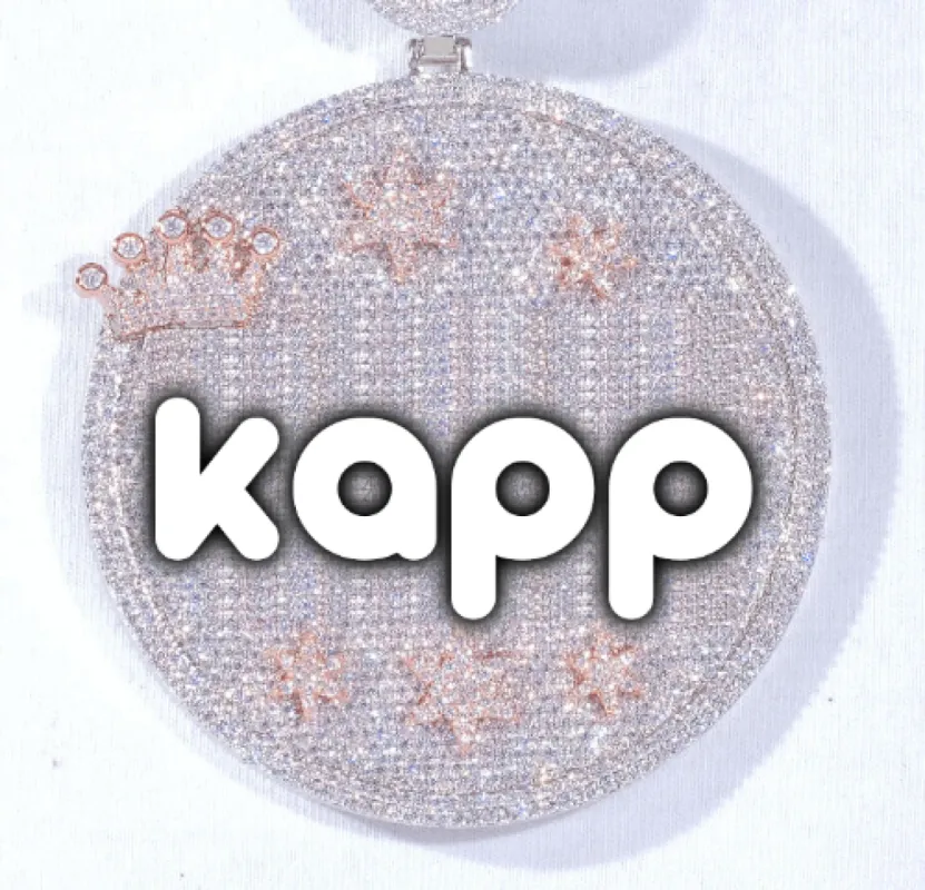 CUSTOM LETTER NECKLACE 3D BIG CROWN DISC sold by The GUU Shop