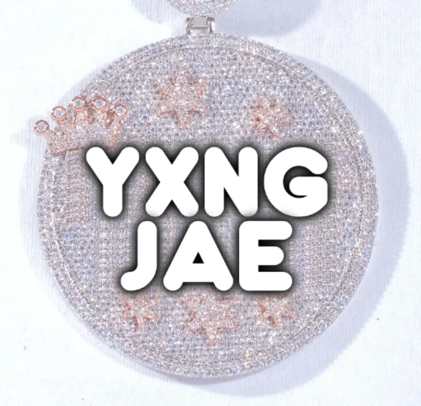 CUSTOM LETTER NECKLACE 3D BIG CROWN DISC sold by The GUU Shop