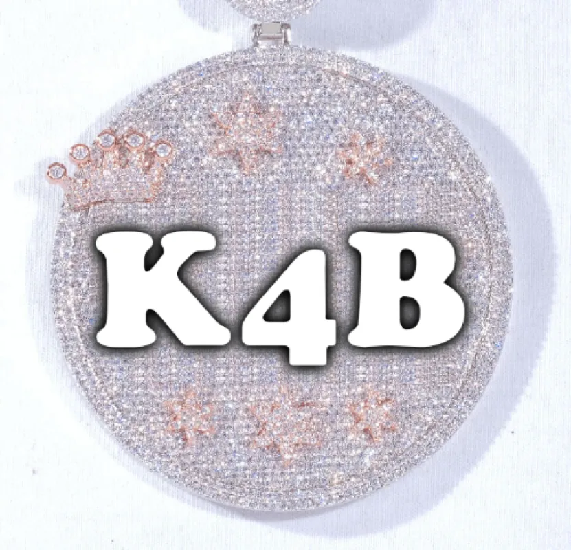 CUSTOM LETTER NECKLACE 3D BIG CROWN DISC sold by The GUU Shop