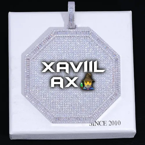 CUSTOM LETTER NECKLACE 3D BIG OCTAGON sold by The GUU Shop