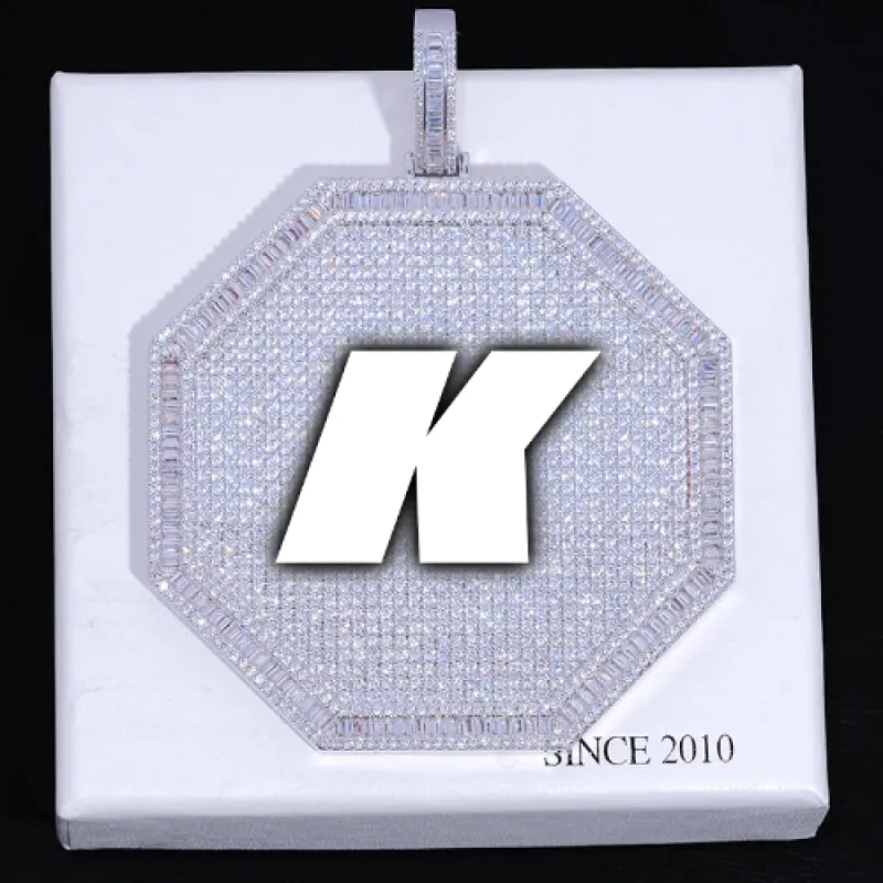 CUSTOM LETTER NECKLACE 3D BIG OCTAGON sold by The GUU Shop