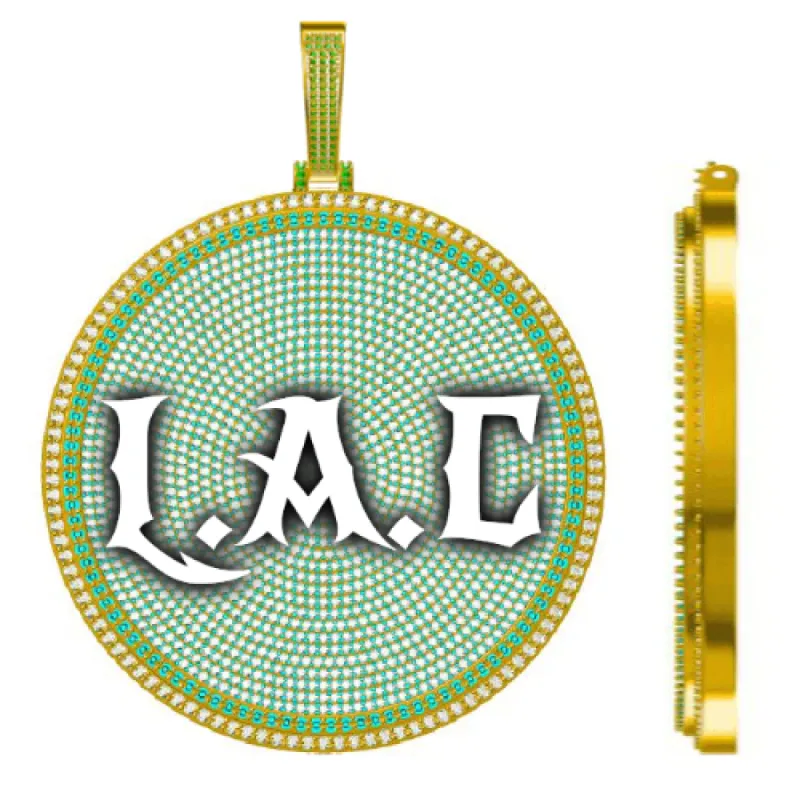 CUSTOM LETTER NECKLACE 3D BIG DISC sold by The GUU Shop