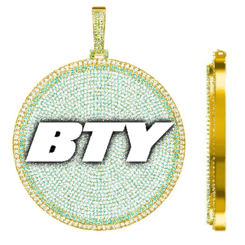 CUSTOM LETTER NECKLACE 3D BIG DISC sold by The GUU Shop