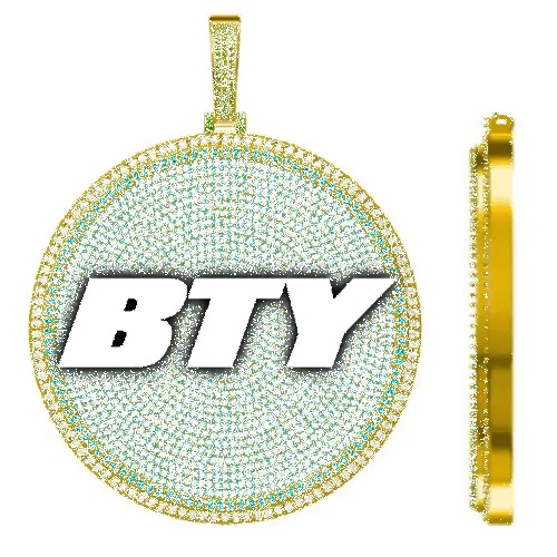 CUSTOM LETTER NECKLACE 3D BIG DISC sold by The GUU Shop