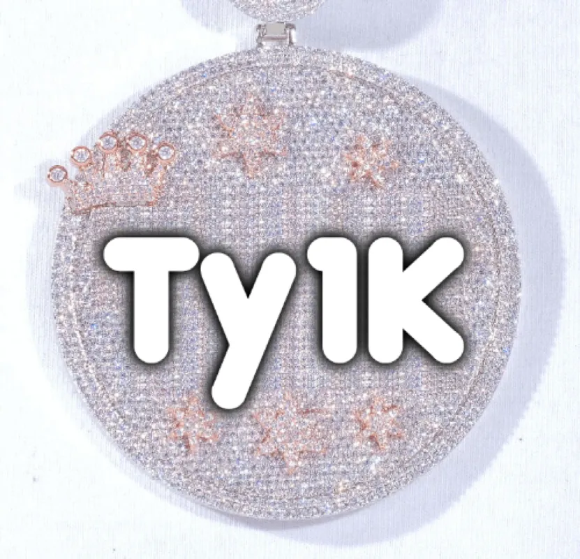 CUSTOM LETTER NECKLACE 3D BIG CROWN DISC made by The GUU Shop