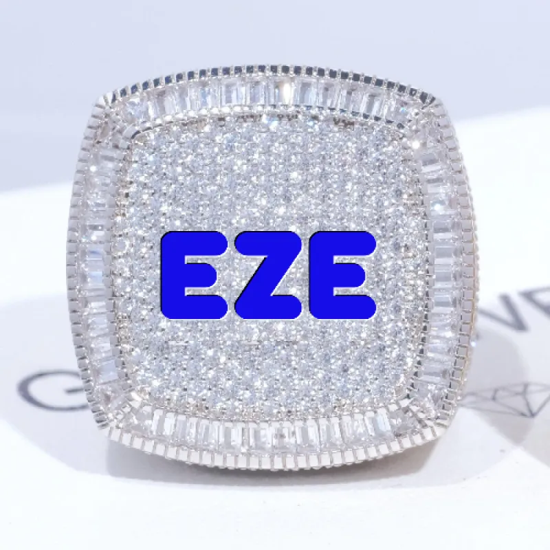 CUSTOM LETTER 3D ICED RING sold by The GUU Shop