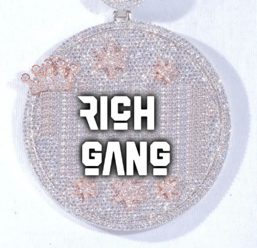 CUSTOM LETTER NECKLACE 3D BIG CROWN DISC sold by The GUU Shop