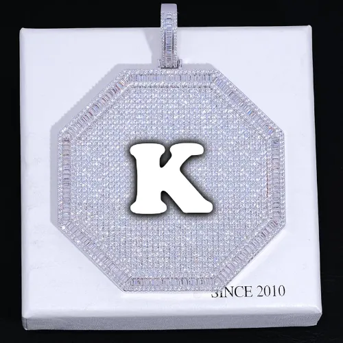 CUSTOM LETTER NECKLACE 3D BIG OCTAGON sold by The GUU Shop