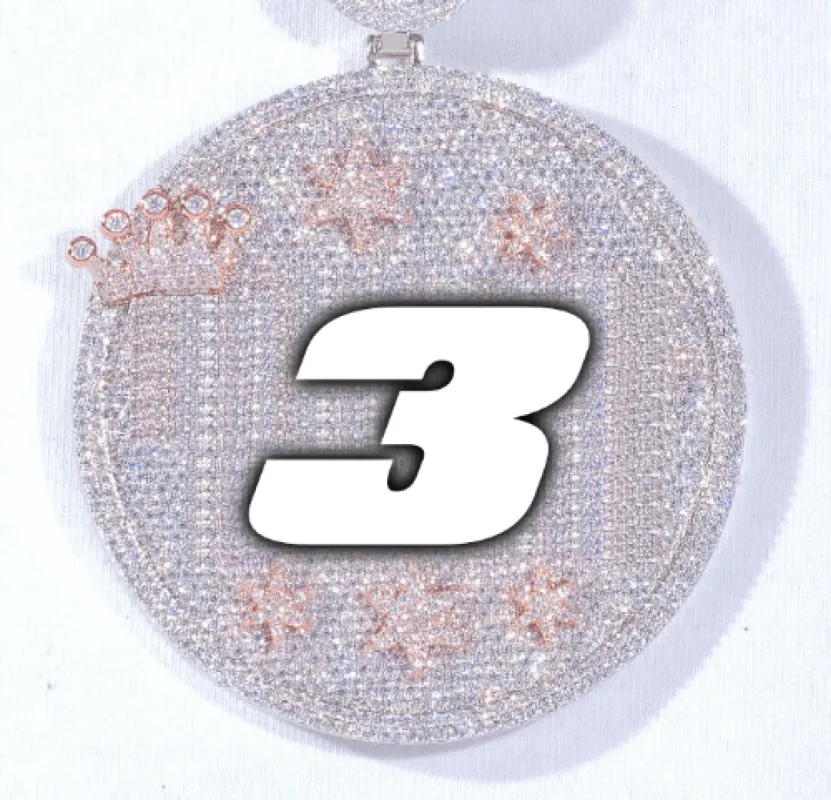 CUSTOM LETTER NECKLACE 3D BIG CROWN DISC sold by The GUU Shop