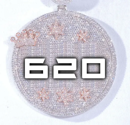 CUSTOM LETTER NECKLACE 3D BIG CROWN DISC sold by The GUU Shop