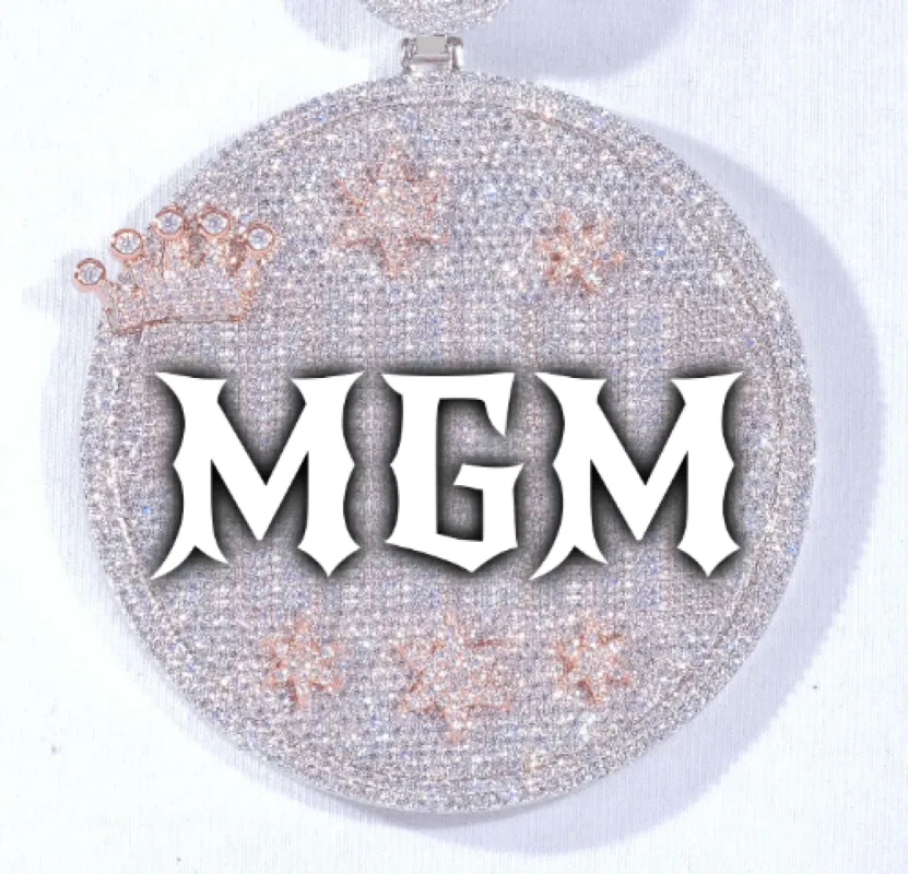 CUSTOM LETTER NECKLACE 3D BIG CROWN DISC sold by The GUU Shop