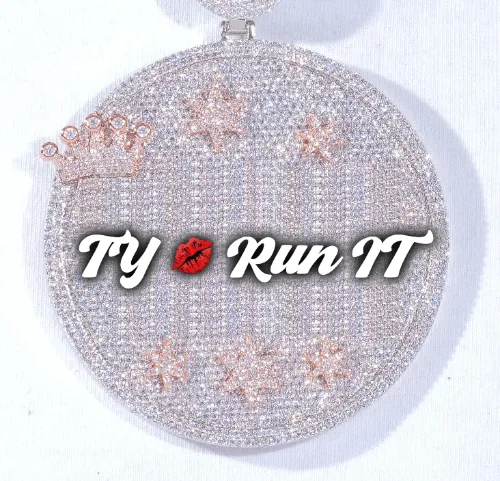 CUSTOM LETTER NECKLACE 3D BIG CROWN DISC sold by The GUU Shop