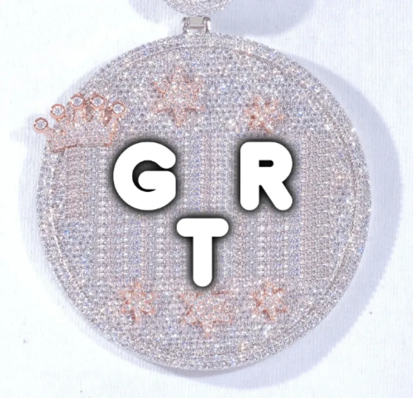 CUSTOM LETTER NECKLACE 3D BIG CROWN DISC sold by The GUU Shop