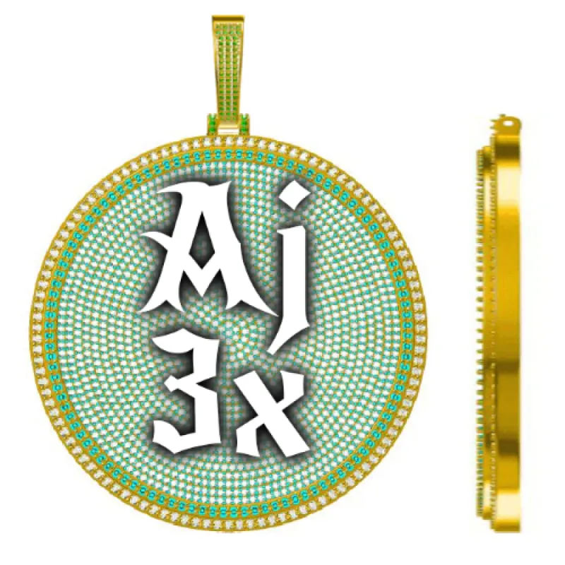 CUSTOM LETTER NECKLACE 3D BIG DISC sold by The GUU Shop