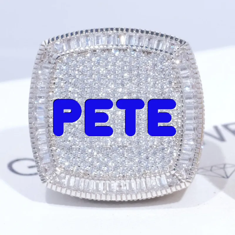 CUSTOM LETTER 3D ICED RING sold by The GUU Shop