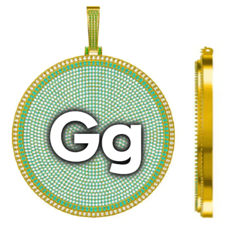 CUSTOM LETTER NECKLACE 3D BIG DISC sold by The GUU Shop