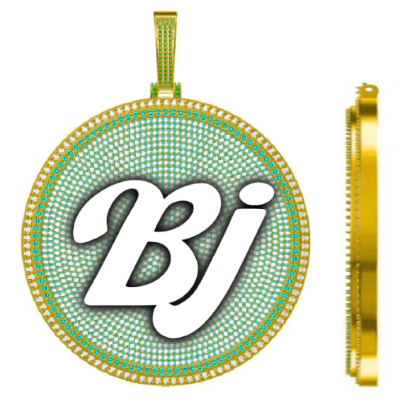 CUSTOM LETTER NECKLACE 3D BIG DISC sold by The GUU Shop